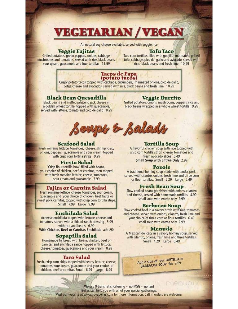 Bella's Fresh Mexican Grill - Ogden, UT menu_pic