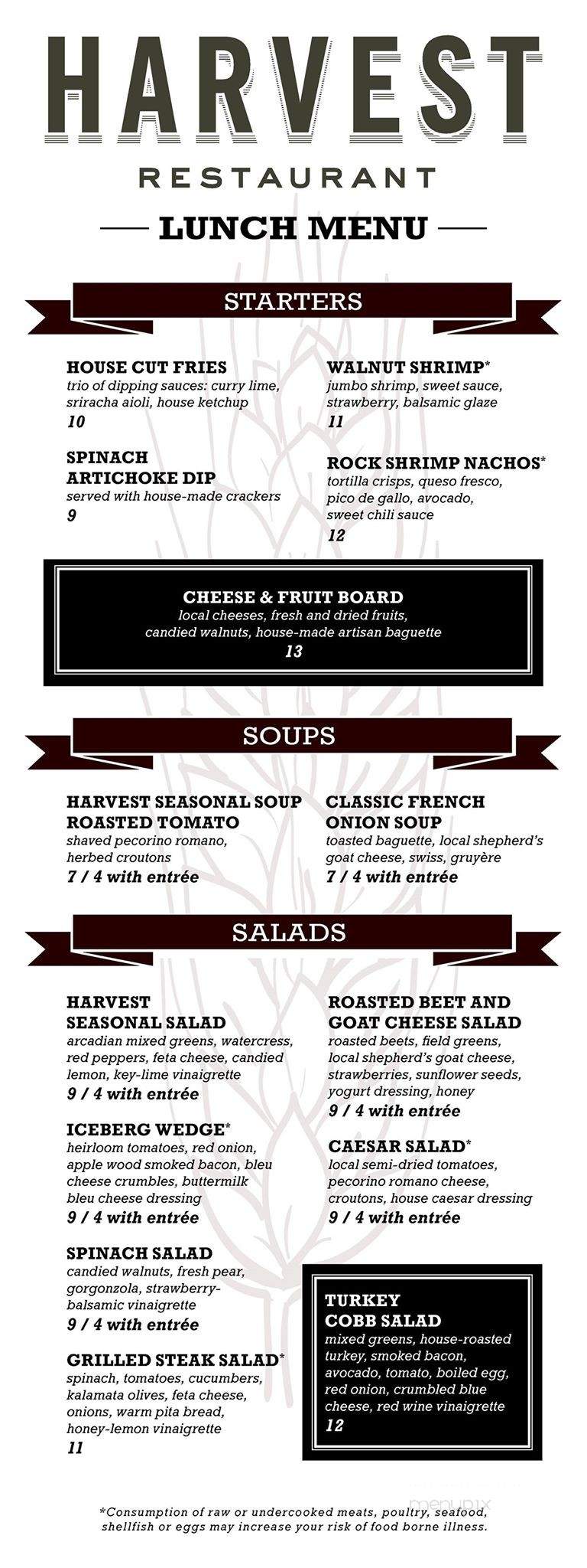 Harvest Restaurant - Lehi, UT menu_pic