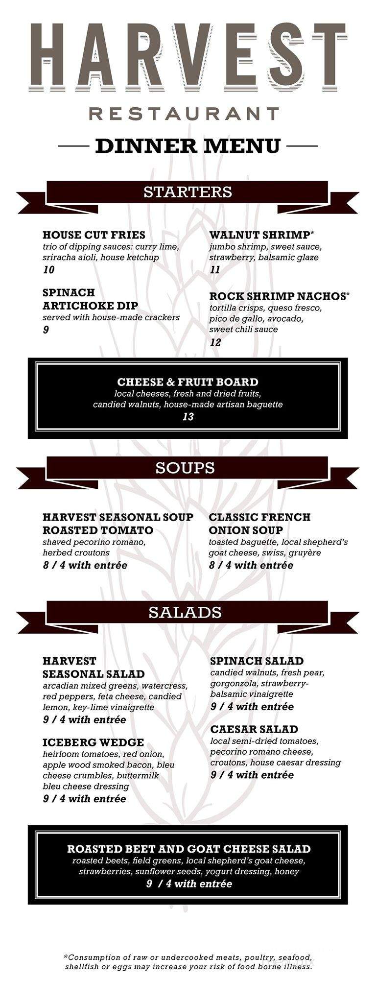 Harvest Restaurant - Lehi, UT menu_pic