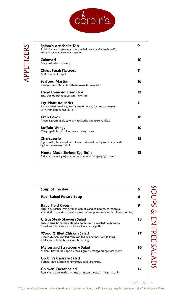 Corbin's Grille - Layton, UT menu_pic