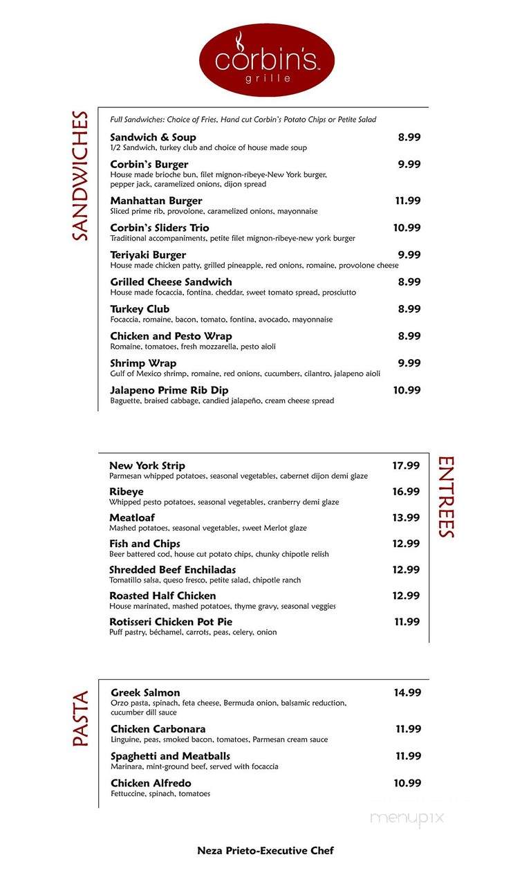 Corbin's Grille - Layton, UT menu_pic