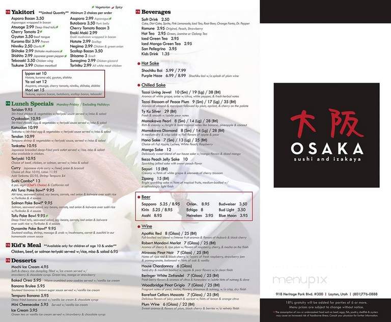 Osaka Japanese Restaurant - Layton, UT