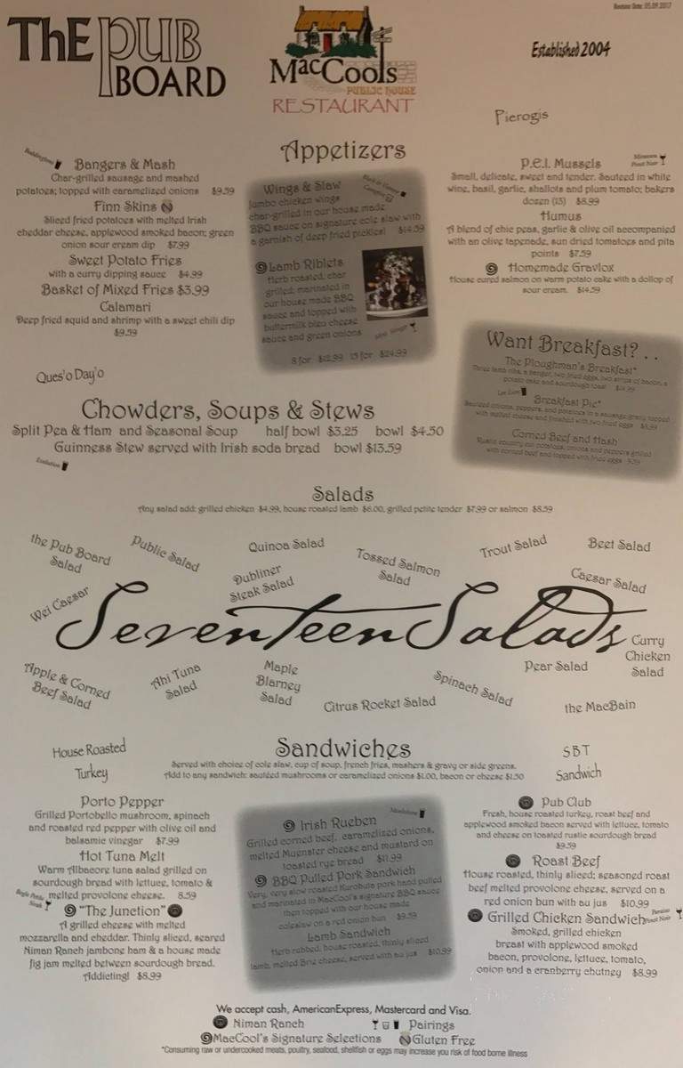 Mac Cool's Public House - Salt Lake City, UT menu_pic