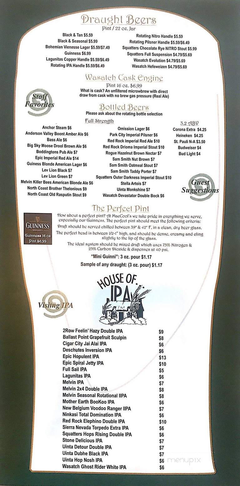 Mac Cool's Public House - Salt Lake City, UT menu_pic