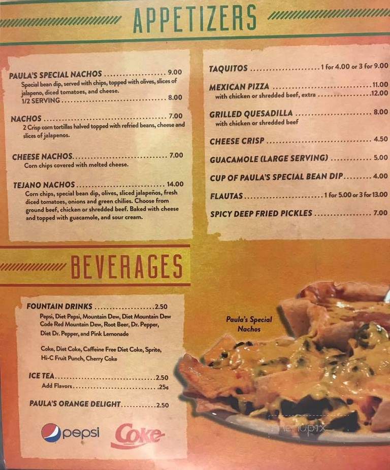 Paula's Cazuela - St George, UT menu_pic