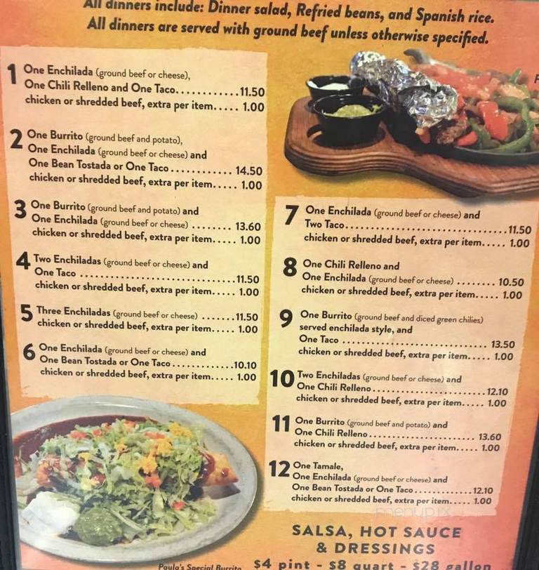 Paula's Cazuela - St George, UT menu_pic