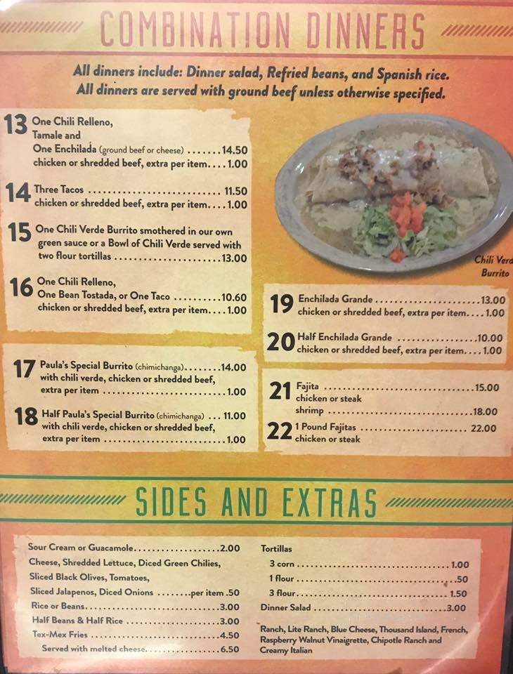Paula's Cazuela - St George, UT menu_pic