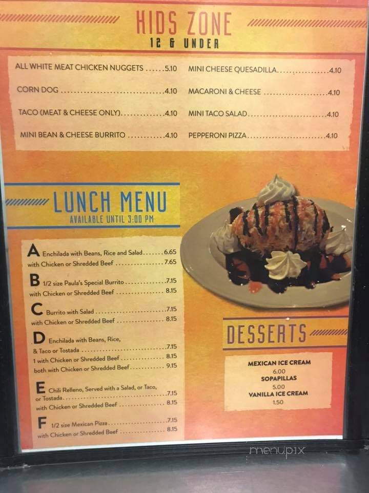 Paula's Cazuela - St George, UT menu_pic