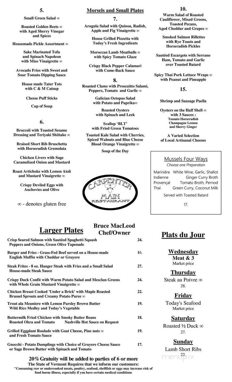 Carpenter & Main - Norwich, VT menu_pic