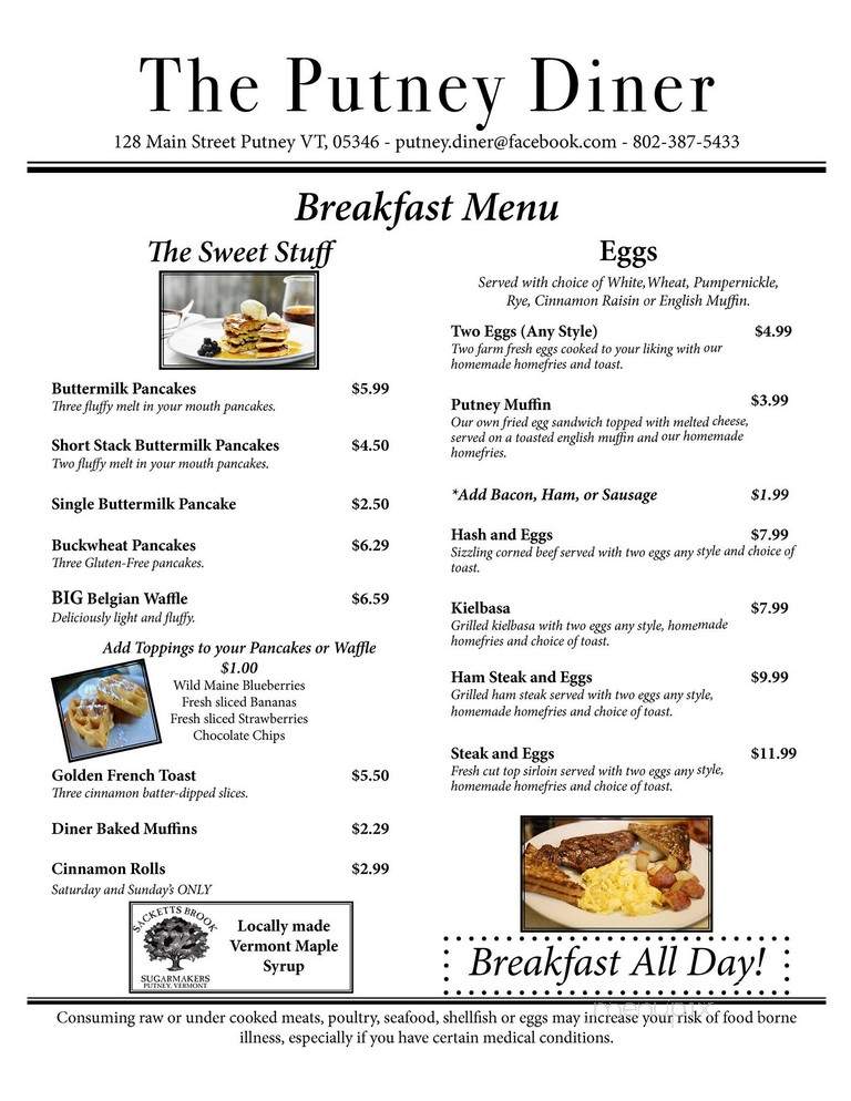 Putney Diner - Putney, VT menu_pic