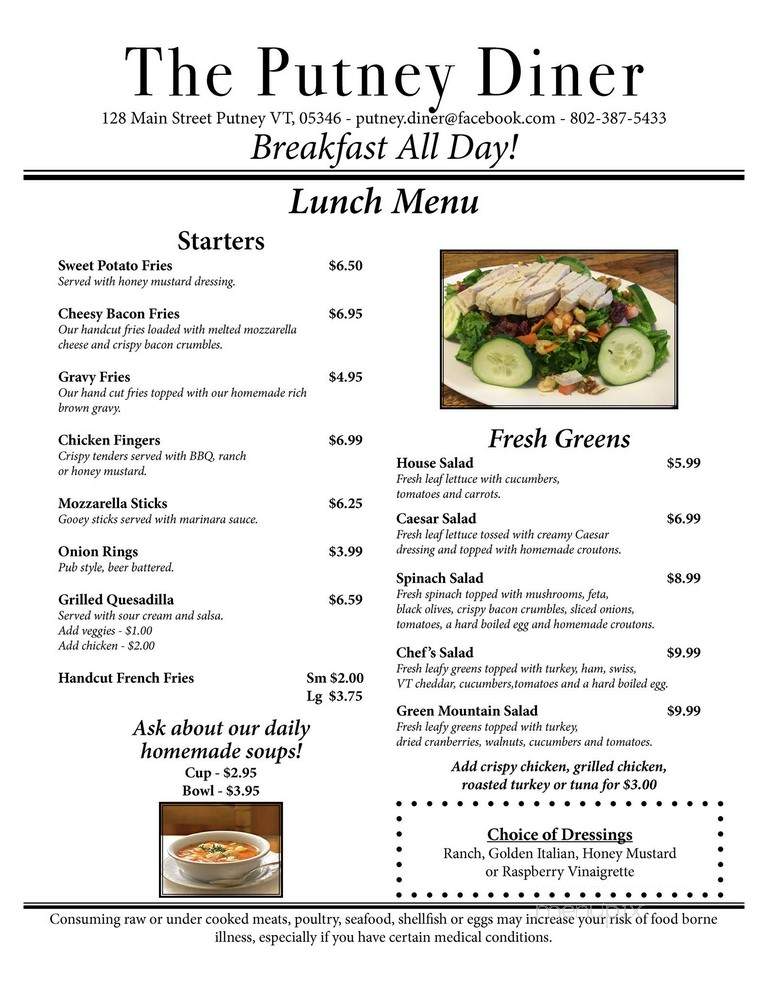 Putney Diner - Putney, VT menu_pic