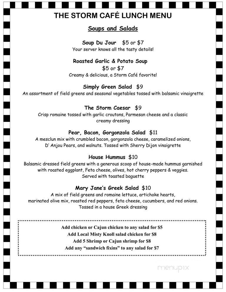 Storm Cafe - Middlebury, VT menu_pic