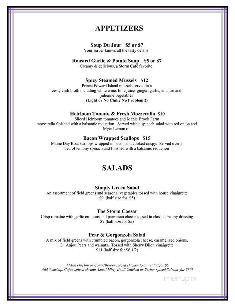 Storm Cafe - Middlebury, VT menu_pic