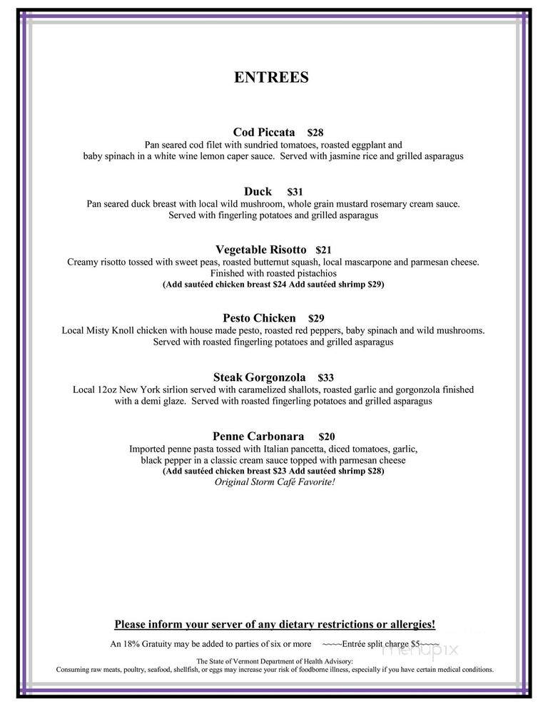 Storm Cafe - Middlebury, VT menu_pic