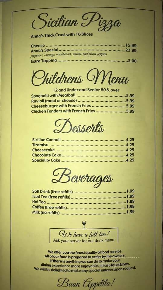 Anna's Italian Pizza - Hampton, VA menu_pic