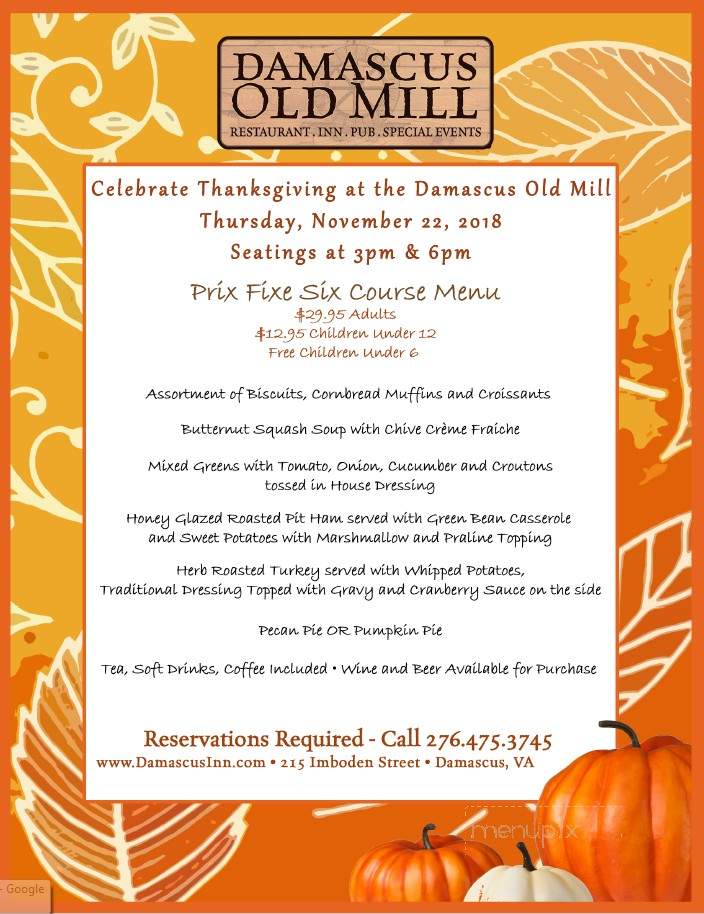 Damascus Old Mill - Damascus, VA menu_pic