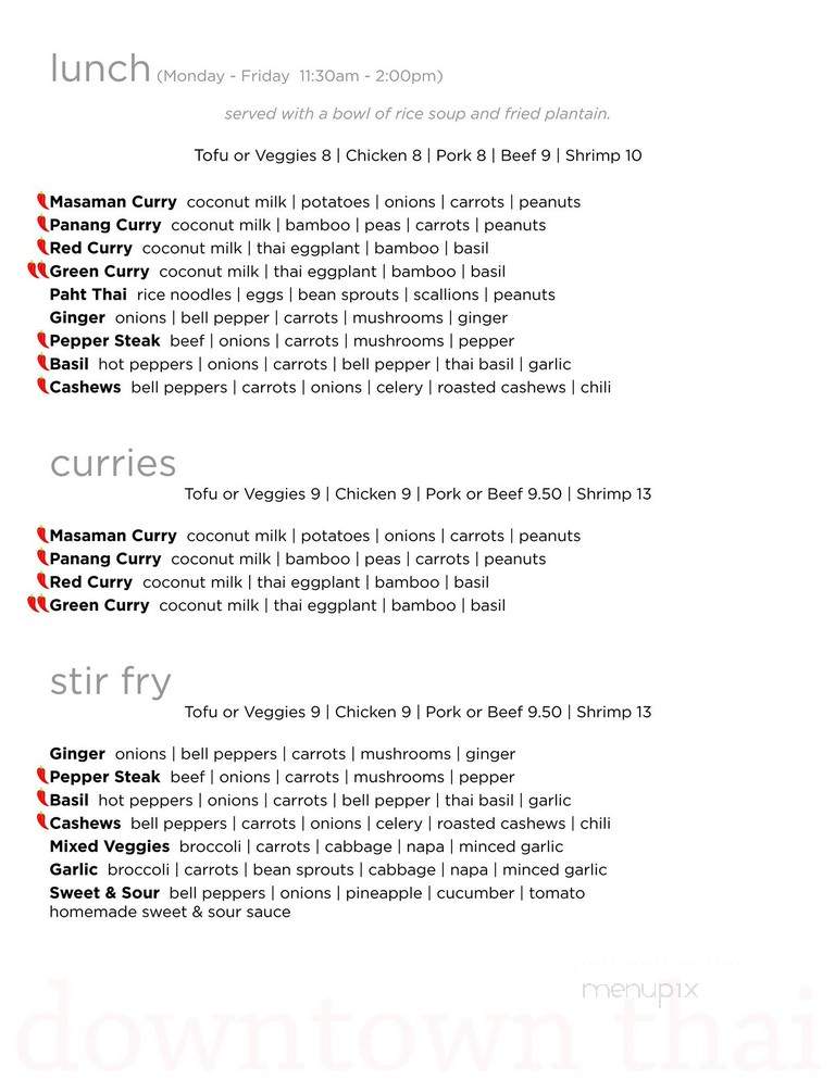 Downtown Thai - Charlottesville, VA menu_pic