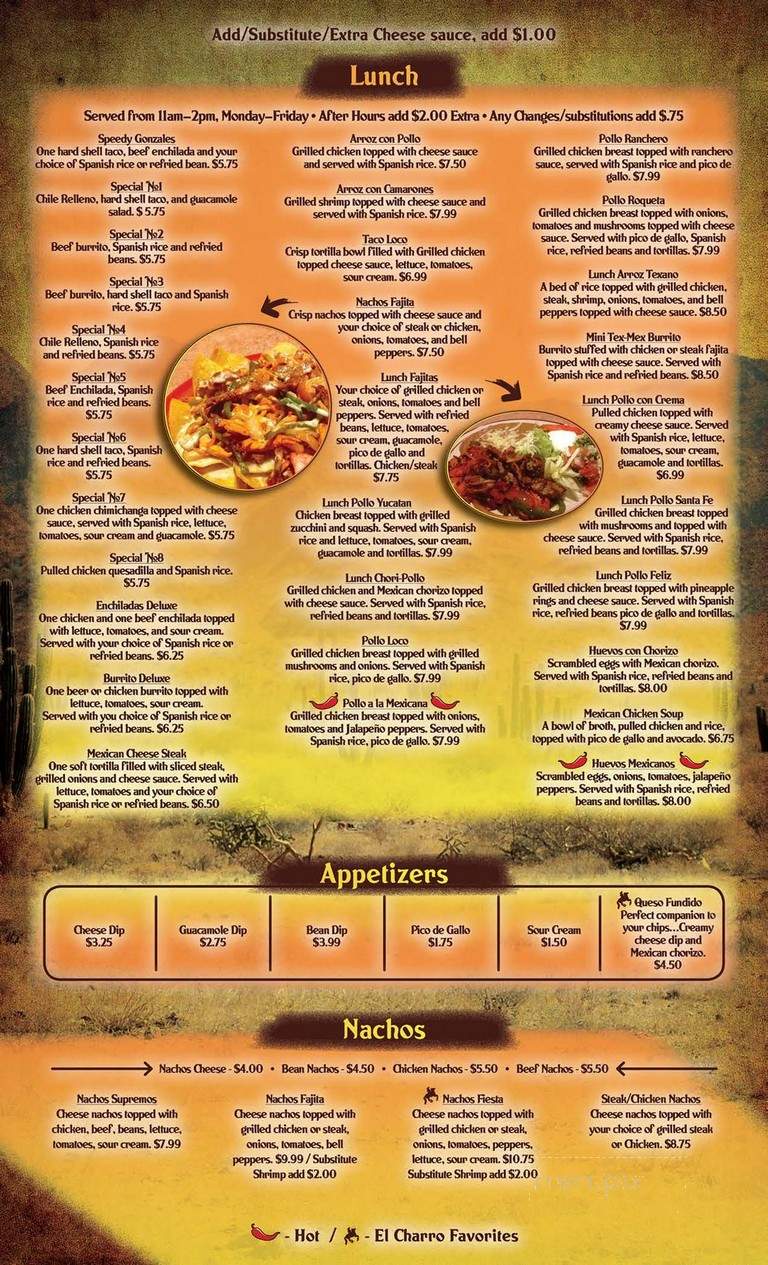 El Charro Mexican Grill - Radford, VA menu_pic