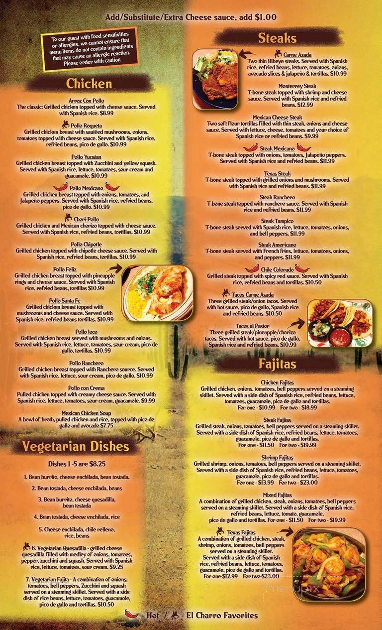El Charro Mexican Grill - Radford, VA menu_pic