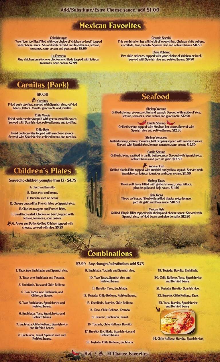 El Charro Mexican Grill - Radford, VA menu_pic