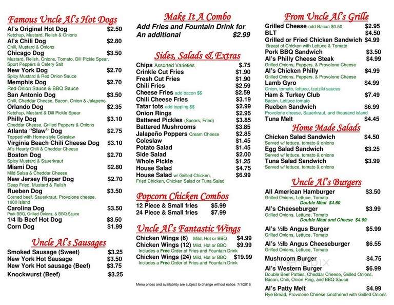 Famous Uncle Al's - Norfolk, VA menu_pic