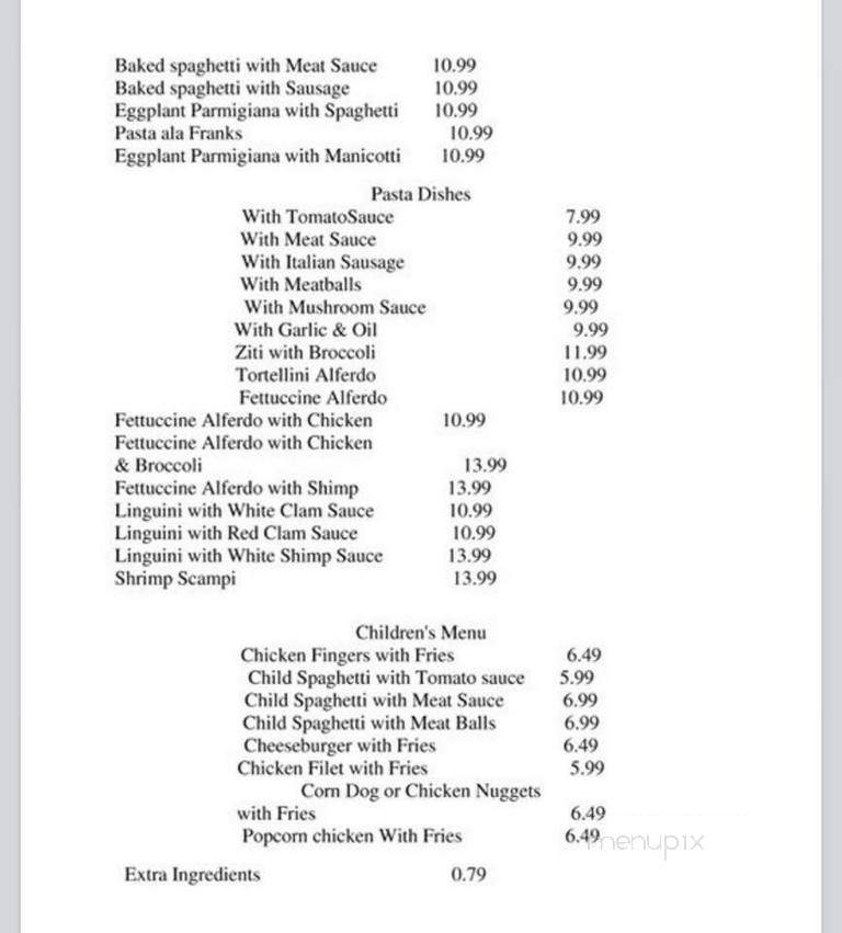 Frank's Pizza - Chesapeake, VA menu_pic