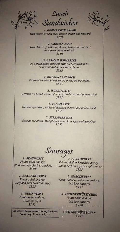 Gasthaus Edelweiss - Weber City, VA menu_pic