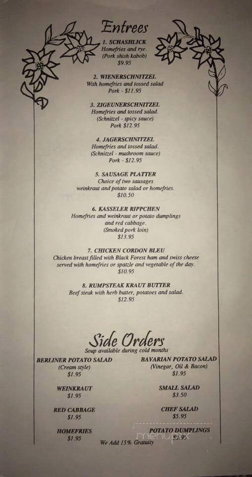 Gasthaus Edelweiss - Weber City, VA menu_pic