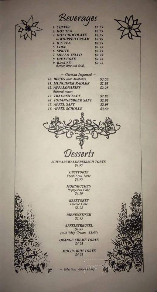 Gasthaus Edelweiss - Weber City, VA menu_pic