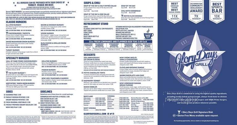 Glory Days Grill-Harbourside - Midlothian, VA menu_pic