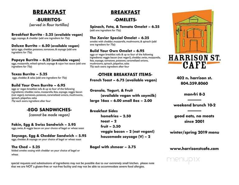 Harrison Street Coffee Shop - Richmond, VA menu_pic