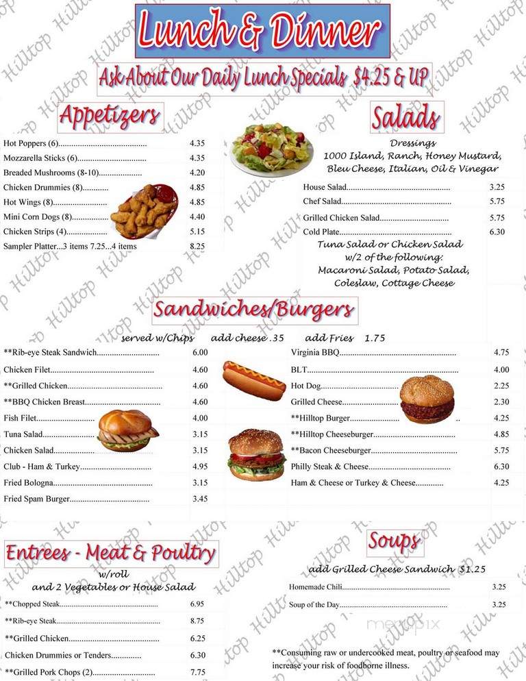 Hilltop Restaurant - Roanoke, VA menu_pic