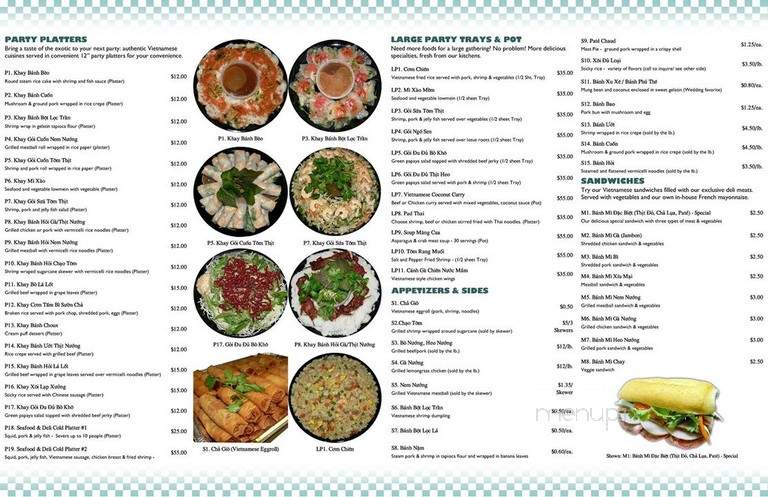 Huong Binh Bakery - Falls Church, VA menu_pic