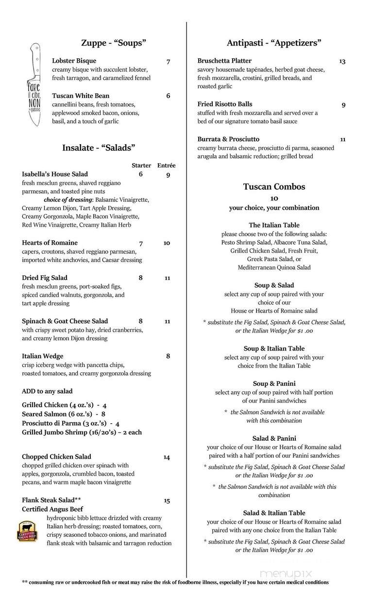 Isabella's - Lynchburg, VA menu_pic