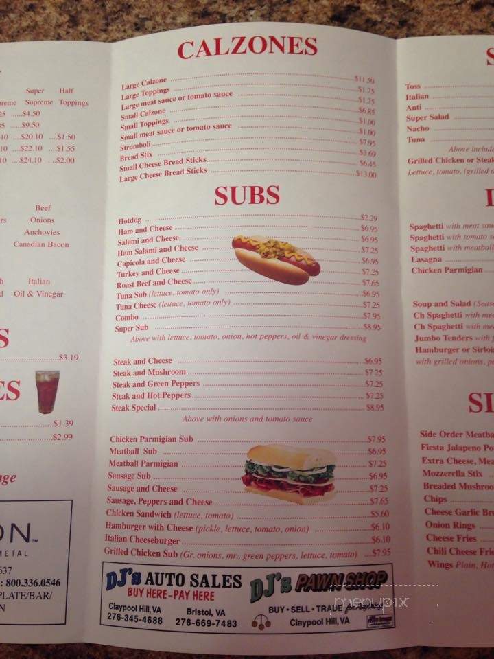 Italian Village - Cedar Bluff, VA menu_pic
