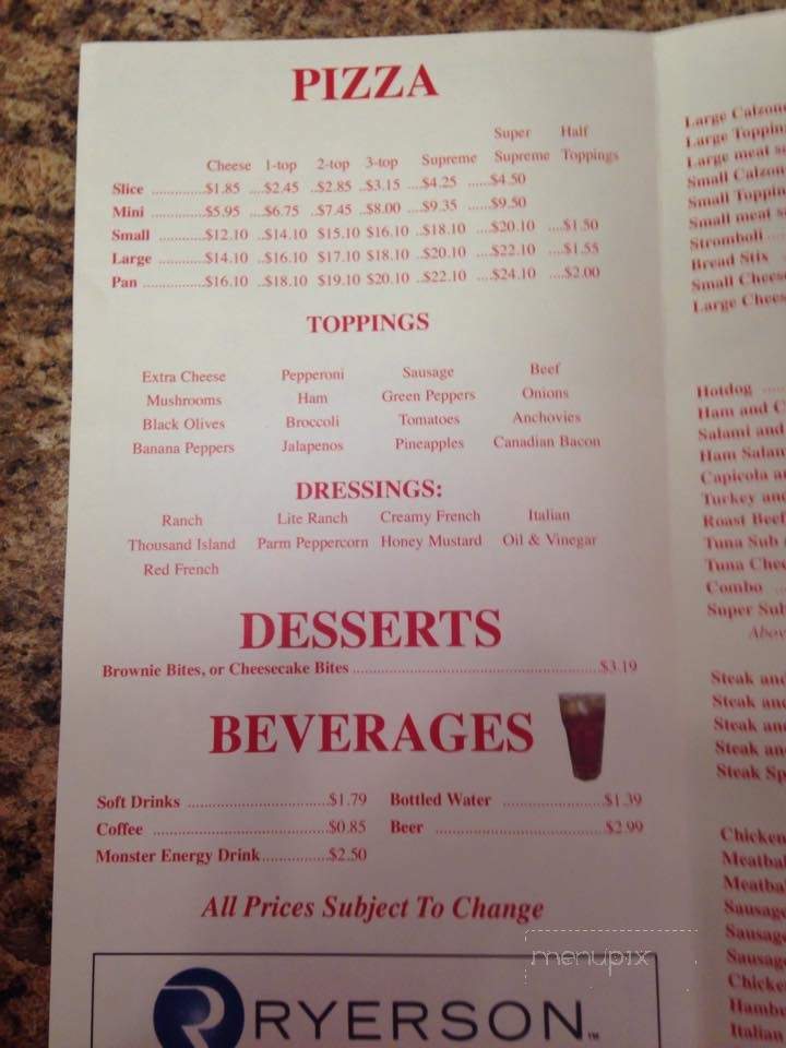 Italian Village - Cedar Bluff, VA menu_pic