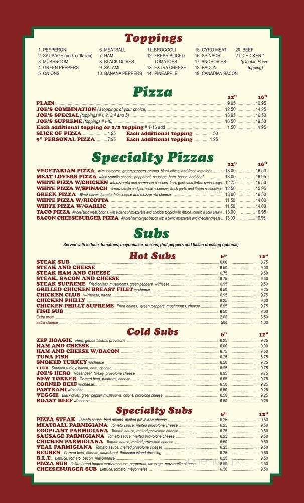 Joe's Pizzaria & Subs - Sterling, VA