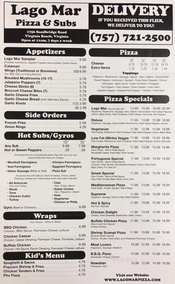 Lago-Mar Pizza & Subs - Virginia Beach, VA menu_pic