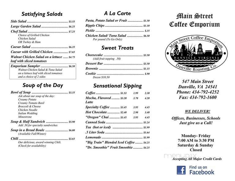 Main Street Coffee Emporium - Danville, VA menu_pic