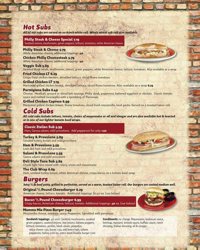 Mamma Mia Pizza Pasta & Subs - Shenandoah, VA menu_pic