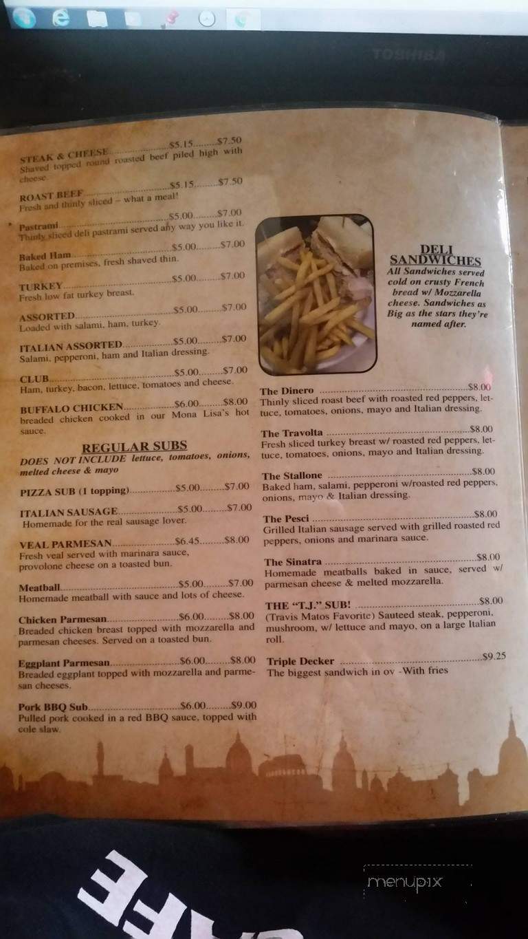 Mona Lisa's Pizza - Norfolk, VA menu_pic