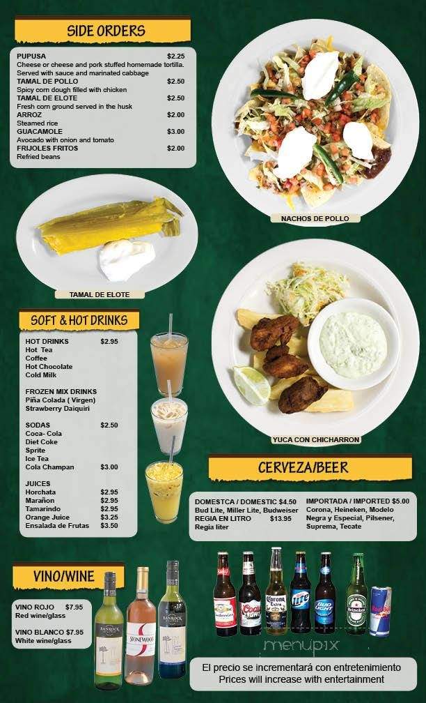 Sarita's Restaurant - Falls Church, VA menu_pic