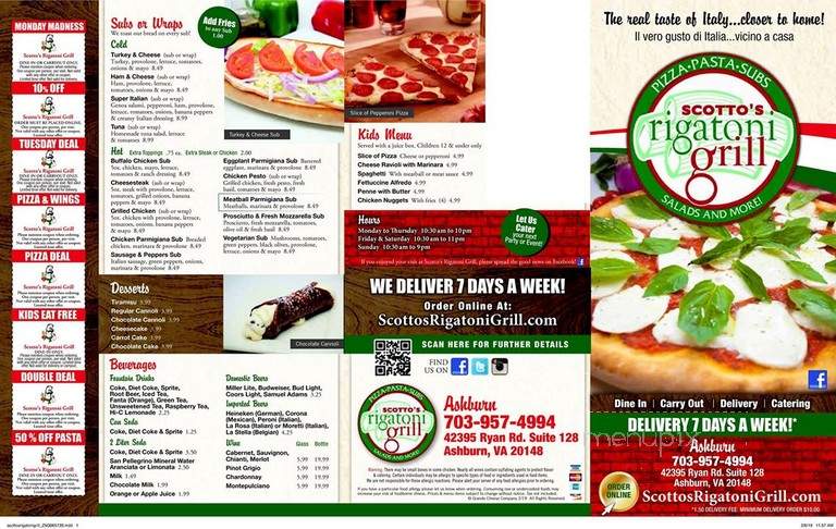 Scotto's Rigatoni Grill - Ashburn, VA menu_pic