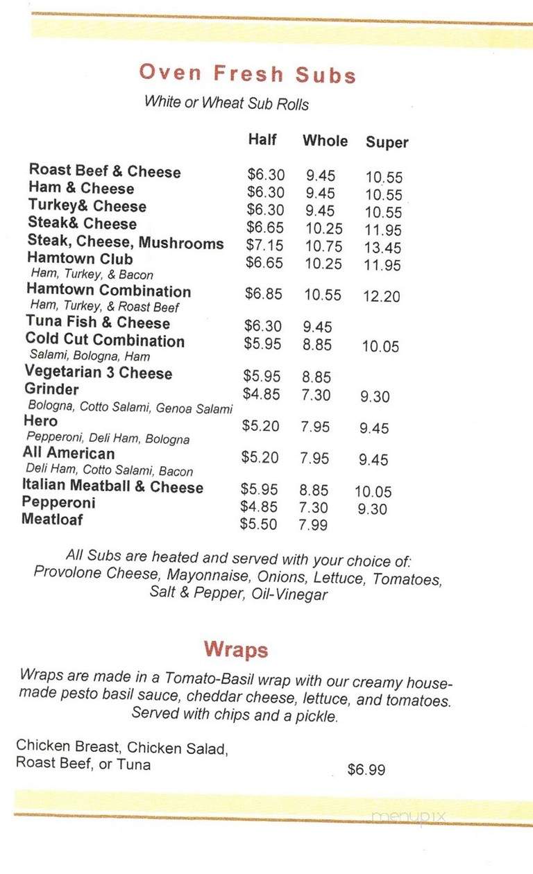 Smithfield Ice Cream Parlor - Smithfield, VA menu_pic