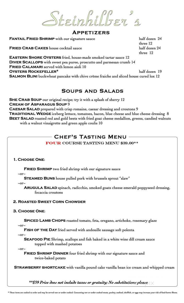 Steinhilber's Restaurant - Virginia Beach, VA menu_pic
