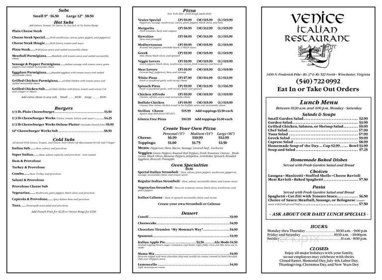 Venice Italian Restaurant - Winchester, VA
