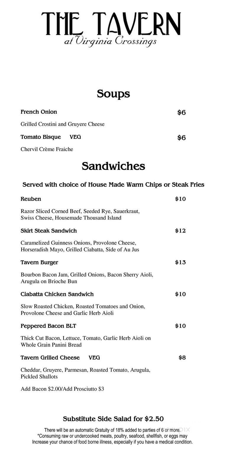 Virginia Crossings Resort - Glen Allen, VA menu_pic