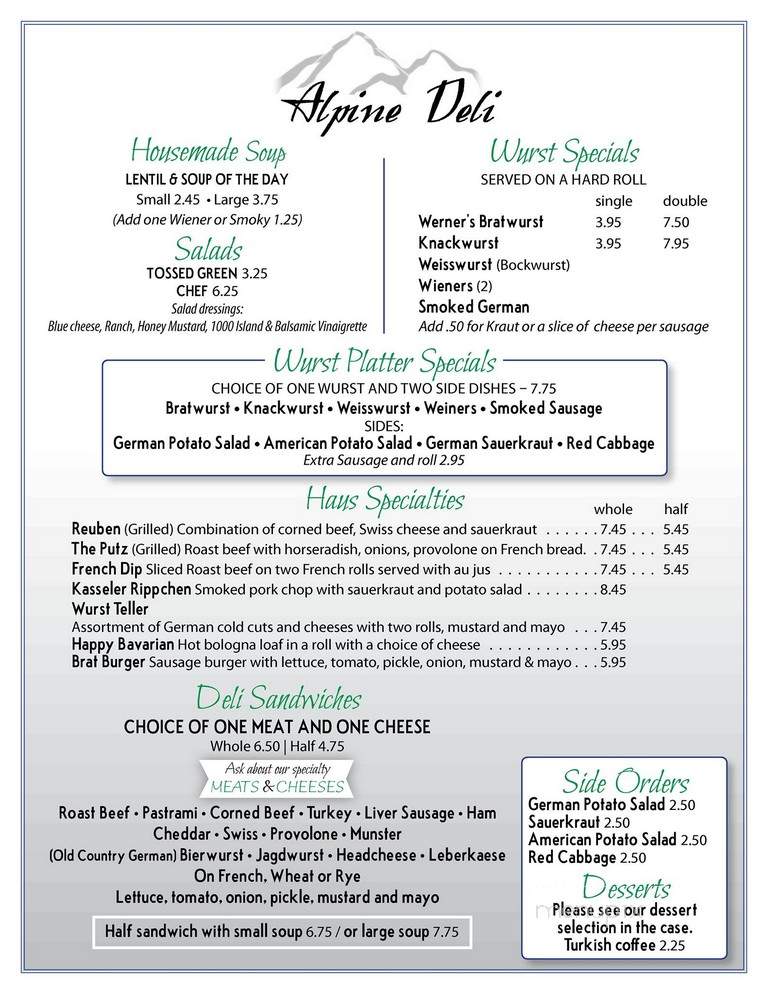Alpine Delicatessen - Spokane, WA menu_pic