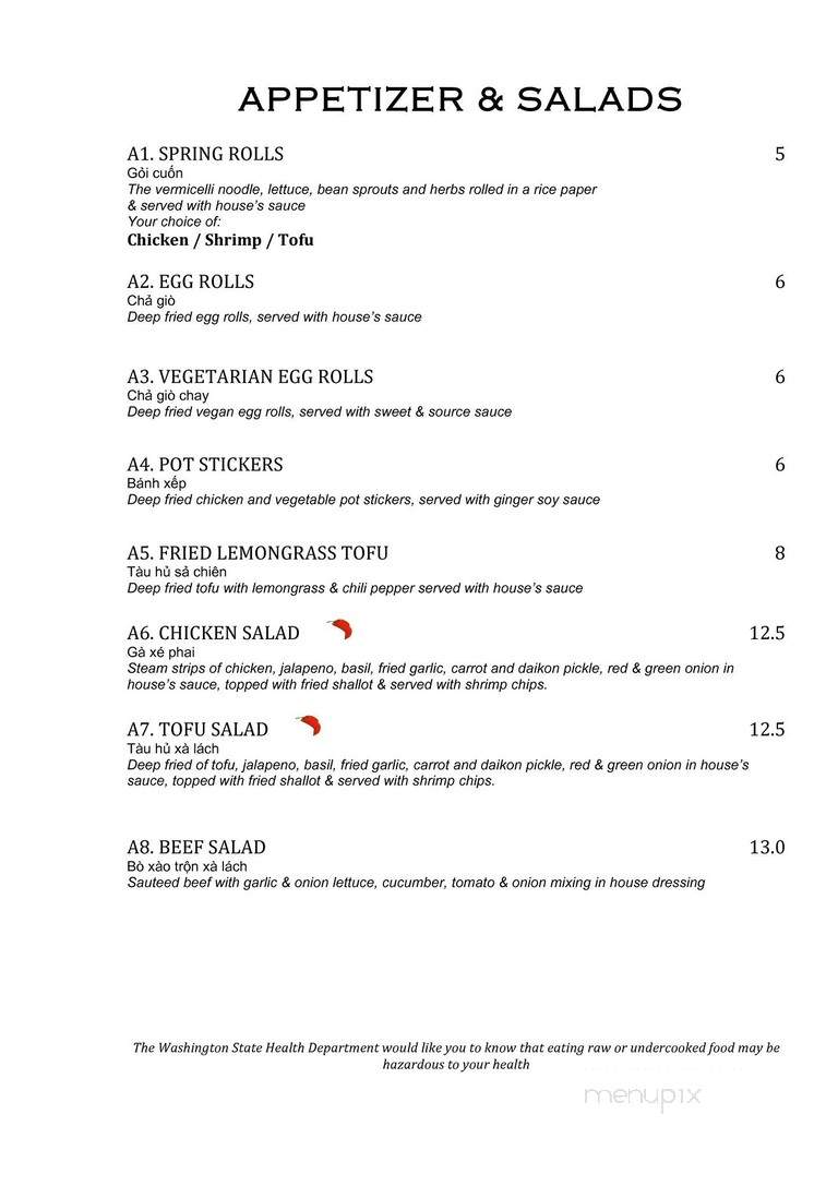 Bamboo Restaurant - Olympia, WA menu_pic