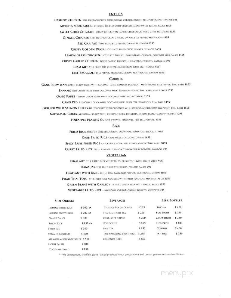 Bangkok Garden Thai Restaurant - Federal Way, WA menu_pic